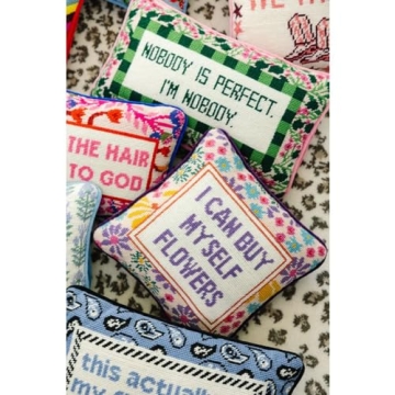 Handmade Needlepoint Floral Pillow Stylish Home Decor