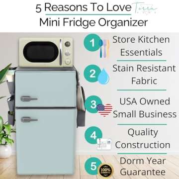 Mini Fridge Organizers and Storage - College Dorms Must Haves - Large Pockets with Dividers Holds Pa...