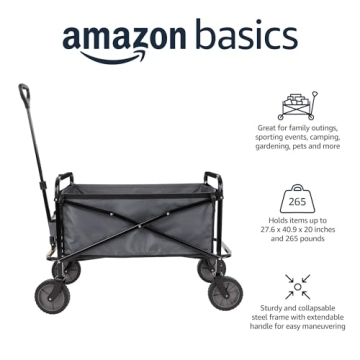 Amazon Basics Heavy Duty Collapsible Utility Wagon Gray
