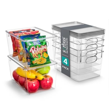 Sorbus Large Plastic Storage Bins with Lids - for Kitchen Organization, Pantry Organizers and Storag...