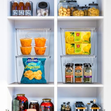 Sorbus Large Plastic Storage Bins with Lids - for Kitchen Organization, Pantry Organizers and Storage, Fridge Organizer, Cabinet Organizer, Refrigerator Organizer Bins - Clear Storage Bins (4 pack)