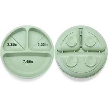 PandaEar Divided Unbreakable Silicone Baby and Toddler Plates - 3 Pack - Non-Slip - Dishwasher and M...
