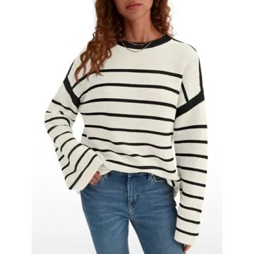 LILLUSORY Women’s Oversized Striped Sweater for Fall