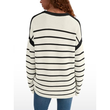LILLUSORY Women’s Oversized Striped Sweater for Fall