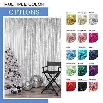 Hahuho Rainbow Sequin Backdrop Curtain for Parties and Weddings