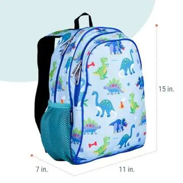 Wildkin 15-Inch Kids Backpack for Boys & Girls, Perfect for Early Elementary Daycare School Travel, Features Padded Back & Adjustable Strap (Dinosaur Land)