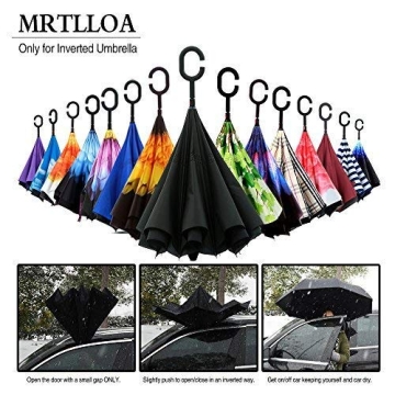 MRTLLOA 40/49/56 Inch Oversize Windproof Inverted Reverse Upside Down Umbrella, Golf Size Rain Umbrella, Double Layer, C-Shaped Handle for Men, Women and Kids(Black, 49 Inch)