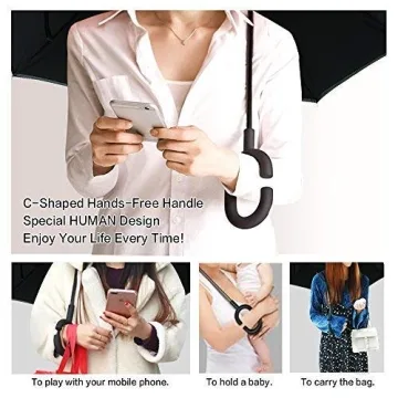 MRTLLOA 40/49/56 Inch Oversize Windproof Inverted Reverse Upside Down Umbrella, Golf Size Rain Umbrella, Double Layer, C-Shaped Handle for Men, Women and Kids(Black, 49 Inch)