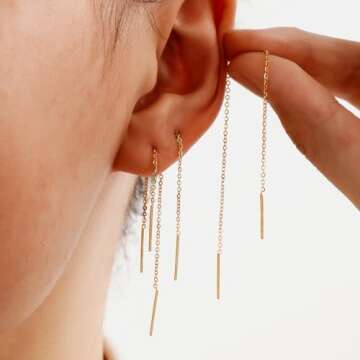 Elegant LINGBG Threader Earrings - Versatile & Stylish Jewelry Set