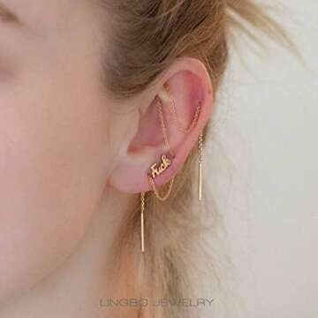 Elegant LINGBG Threader Earrings - Versatile & Stylish Jewelry Set