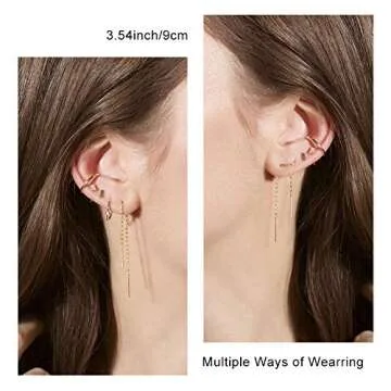 Elegant LINGBG Threader Earrings - Versatile & Stylish Jewelry Set