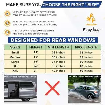 EcoNour Car Window Screens for Camping (Pack of 2) | 100% Protection from Bugs, UV and Mosquito Net | Breathable Mesh Baby Window Covers for Privacy Blackout (Medium 32"x16") | Car Window Accessories