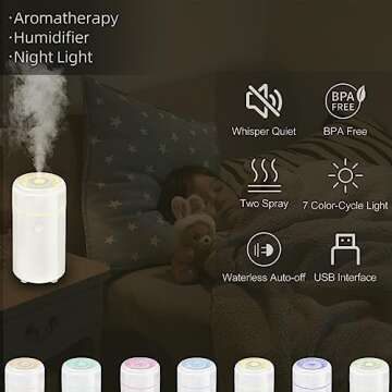 CHOUWEEK Car Diffusers Humidifier for Essential Oils,USB Car Aroma Air Diffuser,Car Scent Cool Mist Defuser,Mini Portable Aromatherapy Diffuser for Car,Home,Travel,Bedroom,Office Desk.