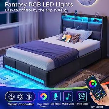 Stylish Rolanstar Twin Bed Frame with LED Lights