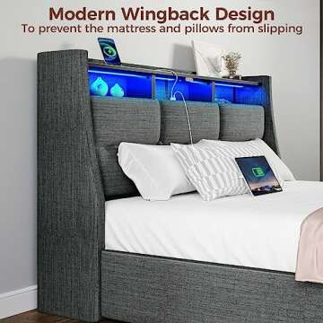 Stylish Rolanstar Twin Bed Frame with LED Lights