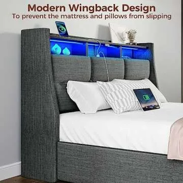 Stylish Rolanstar Twin Bed Frame with LED Lights