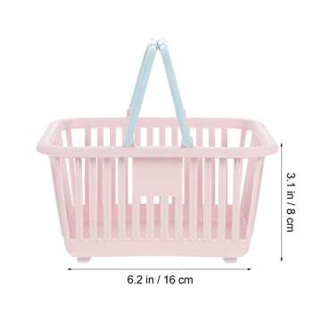 Kisangel Toy Shopping Basket 3pcs Plastic Portable Baskets with Handles Mini Shopping Basket Play Gr...
