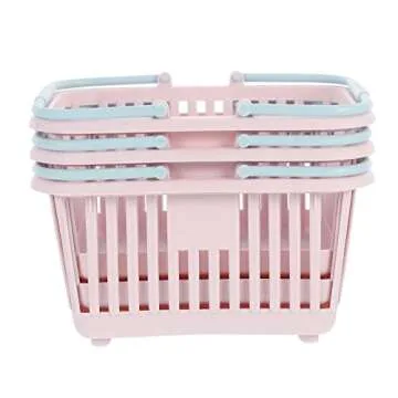 Kisangel Toy Shopping Basket 3pcs Plastic Portable Baskets with Handles Mini Shopping Basket Play Grocery Basket Toys Storage Organizer for Kids Kids Basket