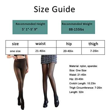 ZQFFB Fleece Lined Tights Women Leggings Black Warm Sheer Fleece Pantyhose Winter Thick Thermal Tights