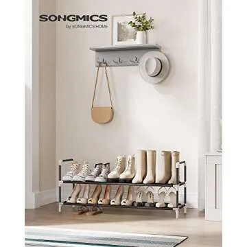 SONGMICS 2-Tier Shoe Rack - Slim, Space-Saving Shoe Storage, Black