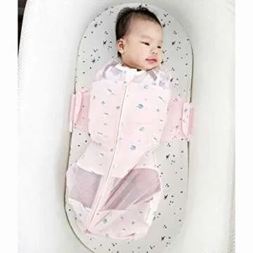 Happiest Baby SNOO Sleep Sack - 100% Organic Cotton Baby Swaddle Blanket - Doctor Designed Promotes Healthy Hip Development (Rose Planets, Medium)