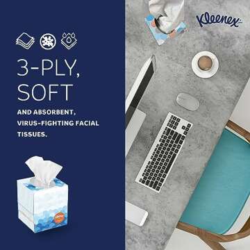 Kleenex Professional Anti-Viral Facial Tissue, Bulk (21286), 3-Ply, White, Upright Cube Boxed Format, Designed for Business (55 Tissues/Box, 12 Boxes, 660 Sheets/Case)