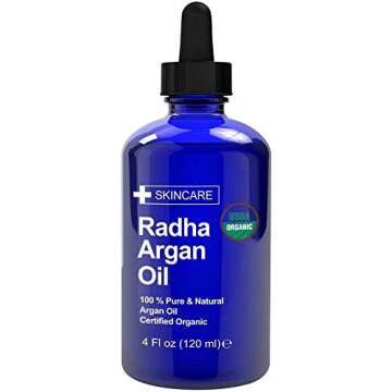 Radha Beauty Argan Oil USDA Certified Organic, 4 oz. - 100% Pure Cold Pressed Moisturizing, Rejuvena...