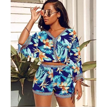 Chic Summer Boho Floral 2 Piece Outfit for Women