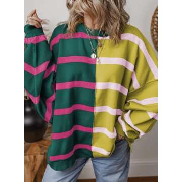 EVALESS Trendy Oversized Striped Sweater for Women
