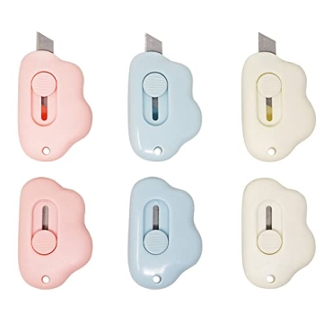 Honbay 6PCS Creative Cute Cloud Mini Utility Knives Portable Art Knife Retractable Envelope Knife Le...
