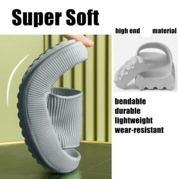rosyclo Pillow Slippers for Women and Men, Thick Sole Home Floor Cloud Slides Slipper, Non-Slip Quick Drying Message Shower Bathroom Sandals, Super Soft Open Toe Platform Slippers Indoor & Outdoor