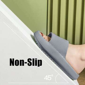 rosyclo Pillow Slippers for Women and Men, Thick Sole Home Floor Cloud Slides Slipper, Non-Slip Quick Drying Message Shower Bathroom Sandals, Super Soft Open Toe Platform Slippers Indoor & Outdoor