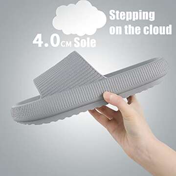 rosyclo Pillow Slippers for Women and Men, Thick Sole Home Floor Cloud Slides Slipper, Non-Slip Quick Drying Message Shower Bathroom Sandals, Super Soft Open Toe Platform Slippers Indoor & Outdoor