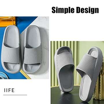 rosyclo Pillow Slippers for Women and Men, Thick Sole Home Floor Cloud Slides Slipper, Non-Slip Quick Drying Message Shower Bathroom Sandals, Super Soft Open Toe Platform Slippers Indoor & Outdoor