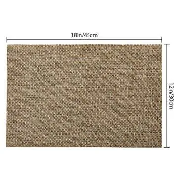 Vivi&Stitch Wipeable Placemats, 6 Pack Table Placemats, Easy to Clean Heat-Resistant Stain Resistant Anti-Skid Woven Vinyl PVC Table Mats for Kitchen Dining Table(Linen)