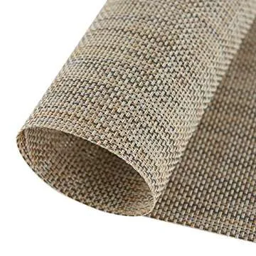 Vivi&Stitch Wipeable Placemats, 6 Pack Table Placemats, Easy to Clean Heat-Resistant Stain Resistant Anti-Skid Woven Vinyl PVC Table Mats for Kitchen Dining Table(Linen)