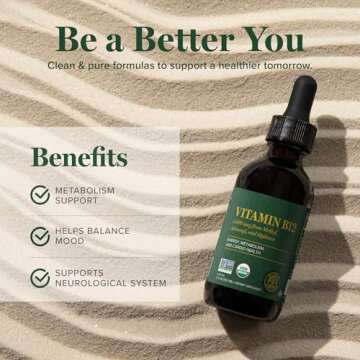 Global Healing Organic Vitamin B12 5000 mcg Sublingual Liquid - Methylcobalamin, Adenosylcobalamin, Hydroxo Blend - Methylated Drops for Adults - Vegan, Non-GMO, VIT B12, Vitamins Supplement (2 Oz)