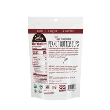 Justin's Super Dark Chocolate Peanut Butter Cups 6pk - Organic, Gluten Free, Non-GMO