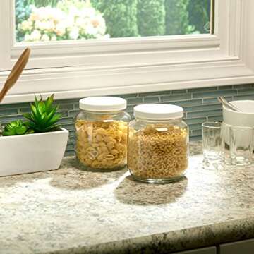 Half Gallon Glass Jar with Airtight Leakproof Metal Lid, Wide Mouth Empty, Dishwasher Safe, Food Safe - Kombucha Tea, Kefir, Canning, Sun Tea, Fermentation, Food Storage, 1790, 4 Jars