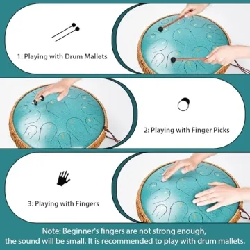 Steel Tongue Drum 14 Inch 15 Note Handpan Drum with Accessories