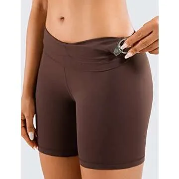 CRZ YOGA Women's Naked Feeling Biker Shorts - 6 Inches High Waist Yoga Workout Running Gym Spandex Taupe Large