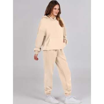 ANRABESS Womens 2 Piece Outfits Lounge Hoodie Oversized Sweatshirt Jogger Sweatpants Y2K Tracksuit Sweatsuit Set Fall Clothes Apricot Medium