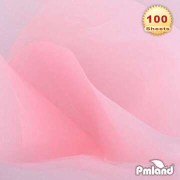 PMLAND Premium Quality Pink Tissue Paper - 100 Sheets (20 x 15 Inches) Bulk for Gift Wrap Gift Bags Packaging Crafts Party Holiday Birthday Wedding Baby Shower