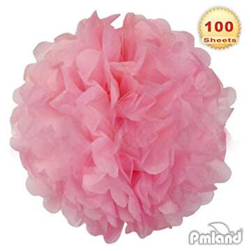 PMLAND Premium Quality Pink Tissue Paper - 100 Sheets (20 x 15 Inches) Bulk for Gift Wrap Gift Bags Packaging Crafts Party Holiday Birthday Wedding Baby Shower