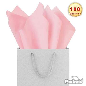 PMLAND Premium Quality Pink Tissue Paper - 100 Sheets (20 x 15 Inches) Bulk for Gift Wrap Gift Bags Packaging Crafts Party Holiday Birthday Wedding Baby Shower