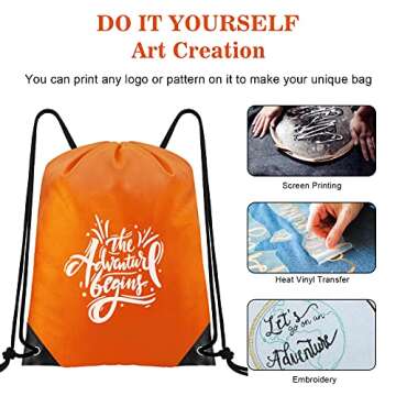 CHEPULA Drawstring Bags Bulk 12Pcs Drawstring Backpack for Women Men Large Size Draw String Back Sac...