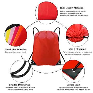 CHEPULA Drawstring Bags Bulk 12Pcs Drawstring Backpack for Women Men Large Size Draw String Back Sack for Birthday Party Sport Camping Climbing