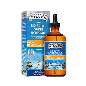 Sovereign Silver Bio-Active Silver Hydrosol for Immune Support - Colloidal Silver Liquid - 10 ppm, 8...