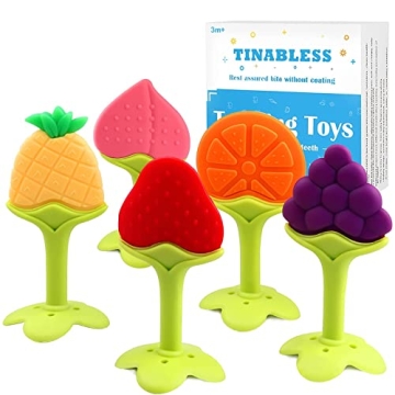 Teething Toys (5 Pack) - Tinabless Infant Teething Keys Set, BPA-Free, Natural Organic Freezer Safe ...