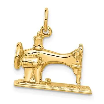 Stunning IceCarats 14K Solid Yellow Gold Vintage Sewing Machine Necklace